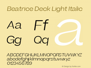 Beatrice Deck Light Italic Version 2.000图片样张