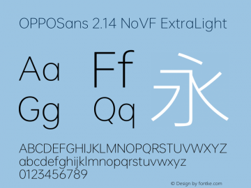 OPPOSans 2.14 NoVF ExtraLight Version 2.14图片样张