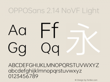 OPPOSans 2.14 NoVF Light Version 2.14图片样张