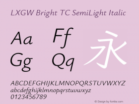 LXGW Bright TC SemiLight Italic Version 0.920图片样张