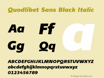 Quodlibet Sans Black Italic Version 1.000 | web-ttf图片样张