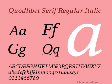 Quodlibet Serif Italic Version 1.000 | web-ttf图片样张