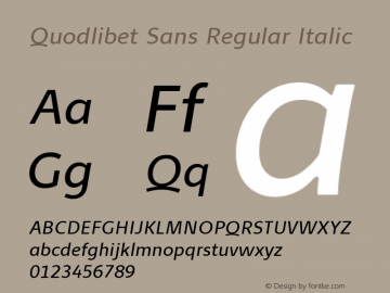Quodlibet Sans Italic Version 1.000 | web-ttf图片样张