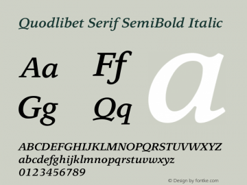 Quodlibet Serif SemiBold Italic Version 1.000 | web-ttf图片样张