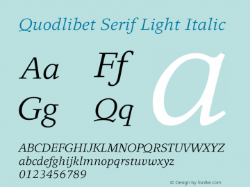 Quodlibet Serif Light Italic Version 1.000 | web-ttf图片样张