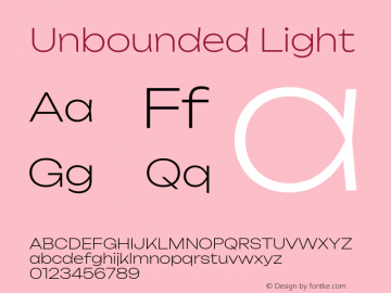 Unbounded Light Version 1.500; ttfautohint (v1.8)图片样张