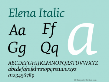 Elena Italic Version 2.000图片样张