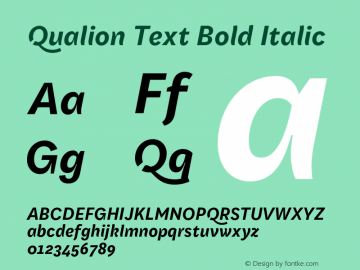 Qualion Text Bold Italic Version 1.000;PS 001.000;hotconv 1.0.88;makeotf.lib2.5.64775图片样张