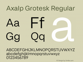 Axalp Grotesk Regular Version 1.000;PS 001.000;hotconv 1.0.88;makeotf.lib2.5.64775图片样张