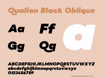 Qualion Black Oblique Version 1.000;PS 001.000;hotconv 1.0.88;makeotf.lib2.5.64775图片样张