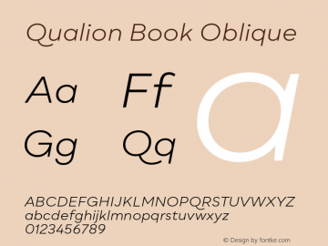 Qualion Book Oblique Version 1.000;PS 001.000;hotconv 1.0.88;makeotf.lib2.5.64775图片样张