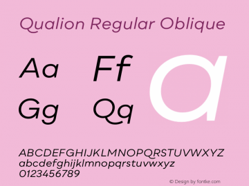 Qualion Regular Oblique Version 1.000;PS 001.000;hotconv 1.0.88;makeotf.lib2.5.64775图片样张
