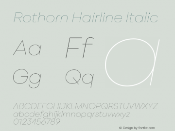 Rothorn Hairline Italic Version 1.100;FEAKit 1.0图片样张