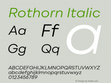 Rothorn Italic Version 1.100;FEAKit 1.0图片样张