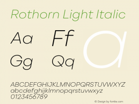 Rothorn Light Italic Version 1.100;FEAKit 1.0图片样张