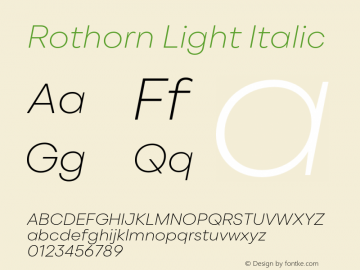 Rothorn Light Italic Version 1.100;FEAKit 1.0图片样张