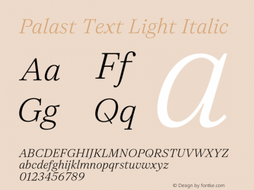 Palast Text Light Italic Version 1.001图片样张