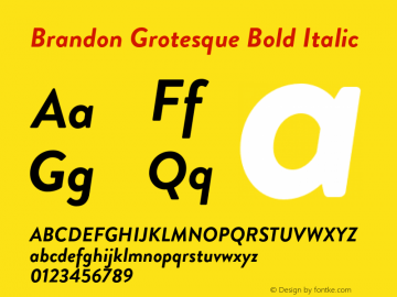 Brandon Grotesque Bold Italic Version 2.000图片样张