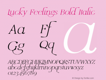 Lucky Feelings Bold Italic Version 1.003;Fontself Maker 3.5.6图片样张