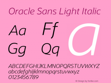 Oracle Sans Light Italic Version 1.001图片样张