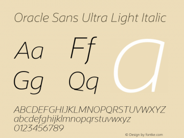 Oracle Sans Ultra Light Italic Version 1.001图片样张