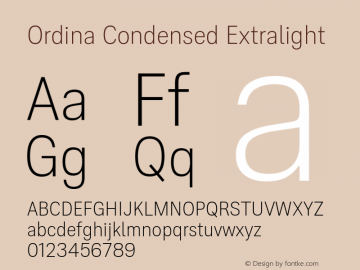 Ordina Condensed Extralight Version 1.007;FEAKit 1.0图片样张