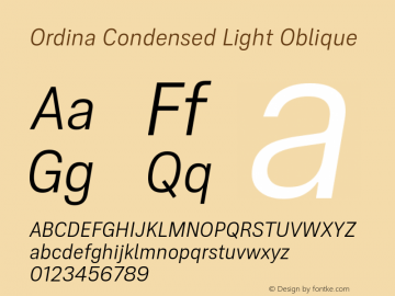 Ordina Condensed Light Oblique Version 1.007;FEAKit 1.0图片样张