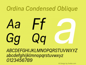 Ordina Condensed Oblique Version 1.007;FEAKit 1.0图片样张