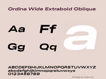 Ordina Wide Extrabold Oblique Version 1.007;FEAKit 1.0图片样张