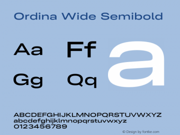 Ordina Wide Semibold Version 1.007;FEAKit 1.0图片样张