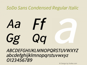 SoDo Sans Condensed Regular Italic Version 5.000 | FøM Fix图片样张