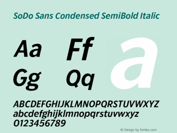 SoDo Sans Condensed SemiBold Italic Version 5.000 | FøM Fix图片样张