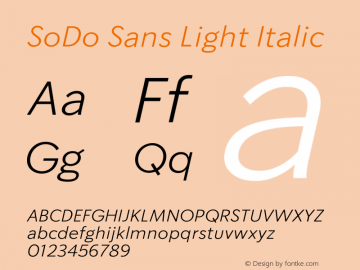 SoDo Sans Light Italic Version 5.000 | FøM Fix图片样张