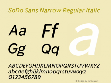 SoDo Sans Narrow Regular Italic Version 5.000 | FøM Fix图片样张