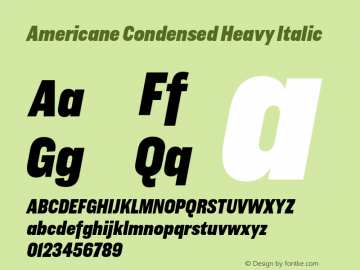 Americane Condensed Heavy Italic Version 1.000图片样张
