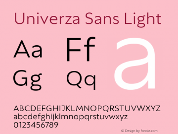 Univerza Sans Light Version 1.001; ttfautohint (v1.8)图片样张