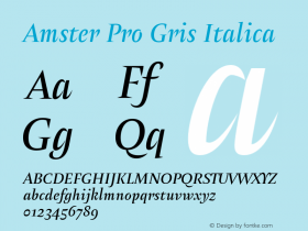 Amster Pro Gris Italica Version 1.000;PS 001.000;hotconv 1.0.70;makeotf.lib2.5.58329图片样张