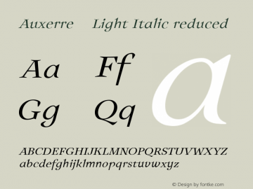 Auxerre 46 Light Italic reduced Version 1.003图片样张