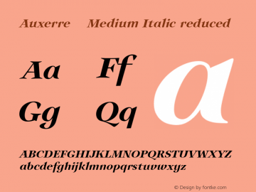Auxerre 66 Medium Italic reduced Version 1.003图片样张