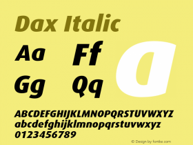 Dax Italic Version 1.1 2000 Font Sample