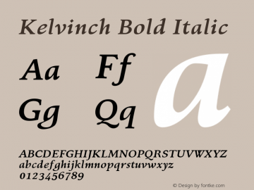 Kelvinch Bold Italic Version 3.501;March 28, 2021;FontCreator 13.0.0.2683 64-bit图片样张