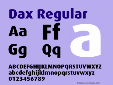 Dax Regular Version 1.00 Font Sample