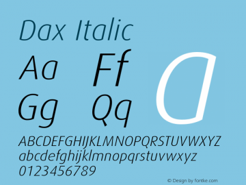 Dax Italic Version 1.00 Font Sample