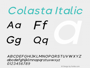 Colasta Italic Version 1.00;July 12, 2021;FontCreator 13.0.0.2683 32-bit图片样张