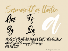 Samantha Italic Version 1.00;July 19, 2021;FontCreator 13.0.0.2683 64-bit图片样张