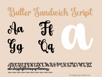 Butter Sandwich Script Version 1.00;April 27, 2022;FontCreator 13.0.0.2683 64-bit图片样张