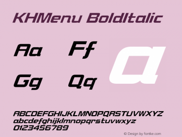 KHMenu BoldItalic Version 1.000;FEAKit 1.0图片样张