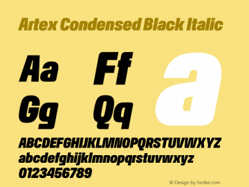 Artex Condensed Black Italic Version 1.005图片样张