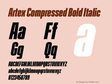 Artex Compressed Bold Italic Version 1.005图片样张