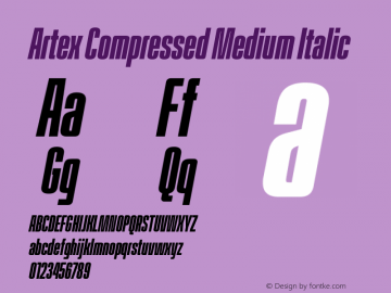 Artex Compressed Medium Italic Version 1.005图片样张